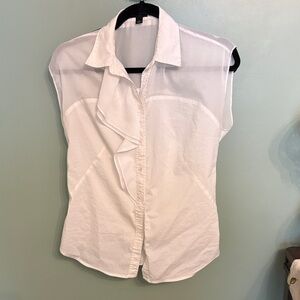 Ann Taylor White Ruffled Blouse